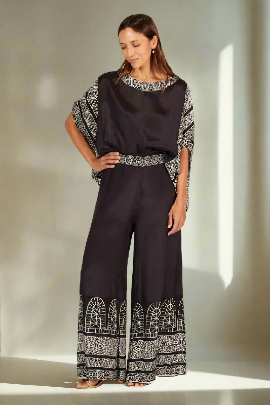 Amari Palazzo Pant in Sunset Palms Soft Cotton Pants