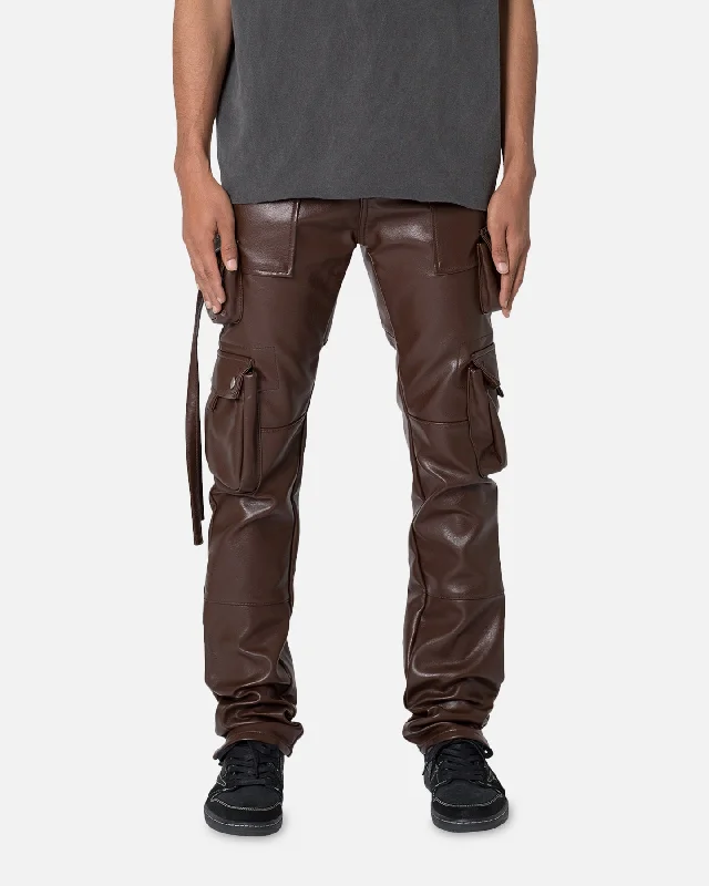 MNML D152 Leather Cargo Pants Brown Trendy Velvet Pants