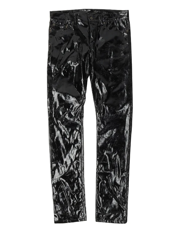 Shiny Faux Leather Pants Soft Cotton Pants