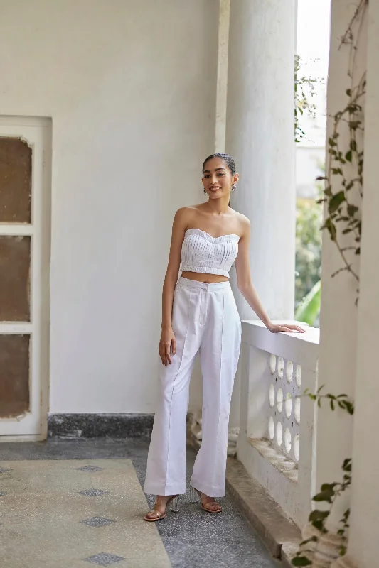 White Daisy Pants Comfortable Wide-Leg Pants