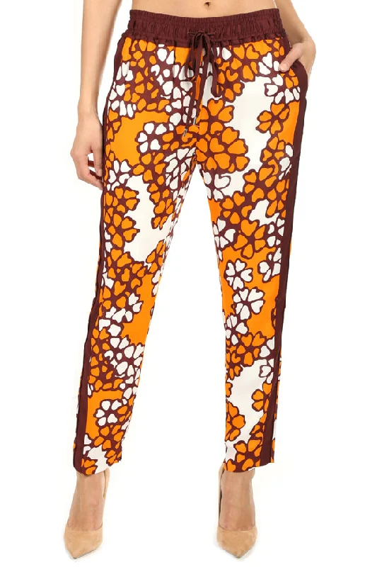 Orange/Sienna 3.1 Phillip Lim Printed Slim Drawstring Pant Relaxed Linen Pants