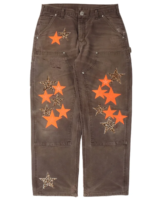 Vegas Exclusive Carhartt Star Patch Double Knee Carpenter Pants Comfy Zip-Up Pants