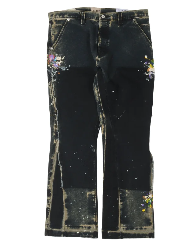 Paint Splatter Carpenter Flare Pants Fashionable Tapered Leg Pants