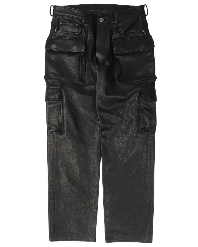 Leather 9 Pocket Cargo Pants Lightweight Linen Pants