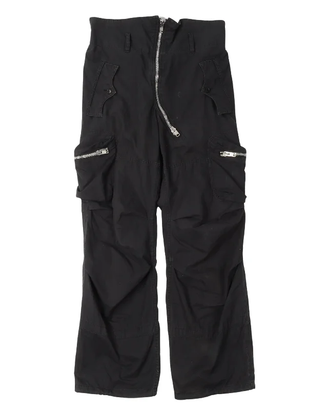 Asymmetrical Zipper Cargo Pants Comfortable Denim Trousers