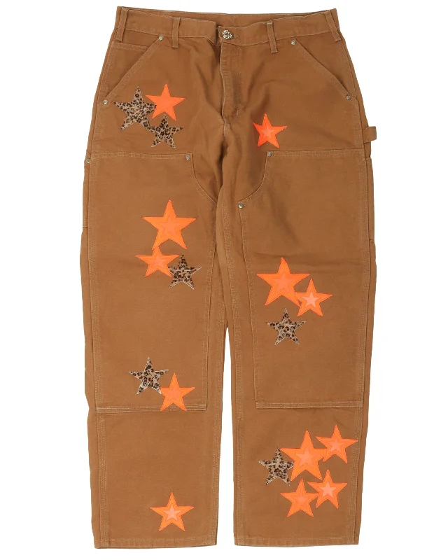 Vegas Exclusive Carhartt Star Patch Double Knee Carpenter Pants Classic Flared Pants