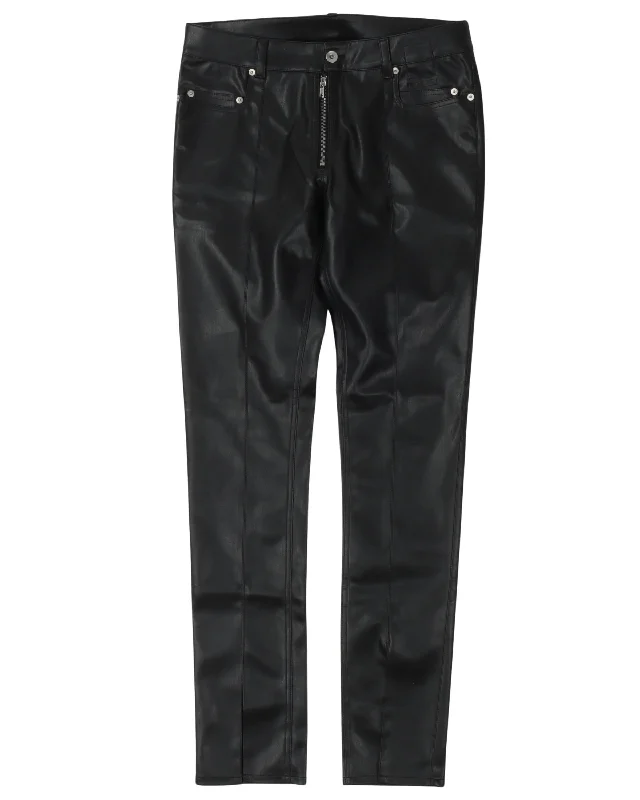 Tyrone Slit Cut Faux Leather Pants Trendy Palazzo Pants