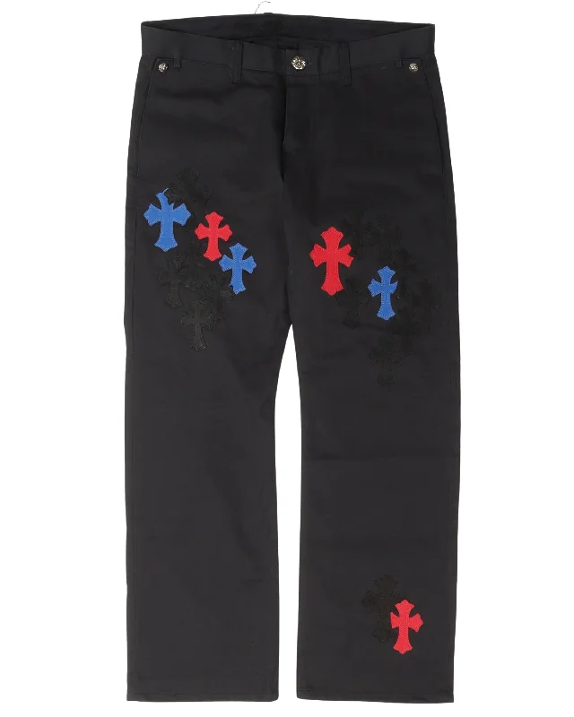 Multicolor Cross Patch Chino Pants Fashionable Track Pants