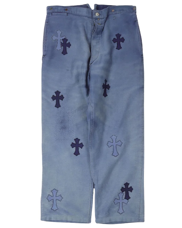 Cross Patch French Bleu de Travail Work Pants Relaxed High-Waist Trousers