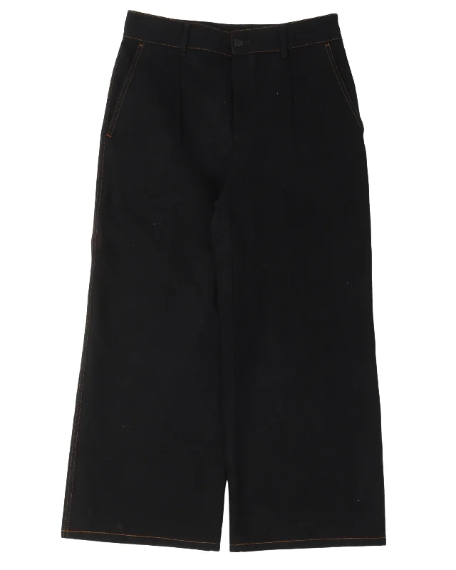 Tailored Denim Pants Trendy High-Waist Trousers