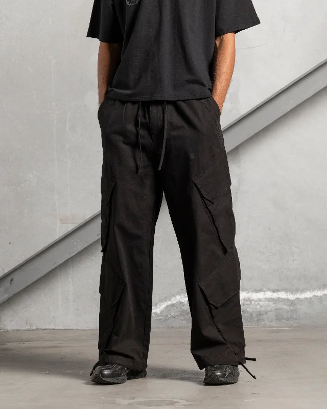 The Anti Order Hurtlocker Parachute Pants Black Comfy Cargo Trousers