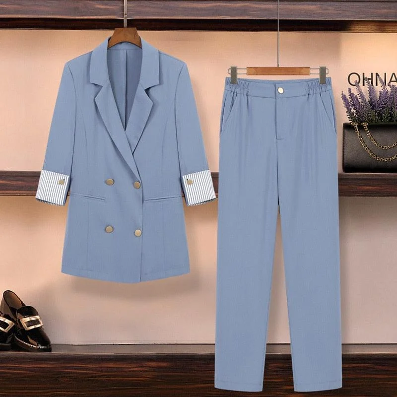 Elegant Plus Size Two-piece Pants Suits Elegant Wool Trousers