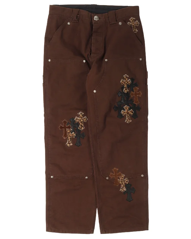 Cross Patch Double Knee Carpenter Pants Trendy Printed Pants