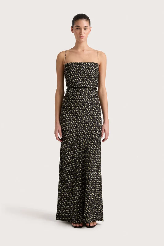 Clara Maxi Dress - Daffodil Micro Chic Button-Up Maxi Dress