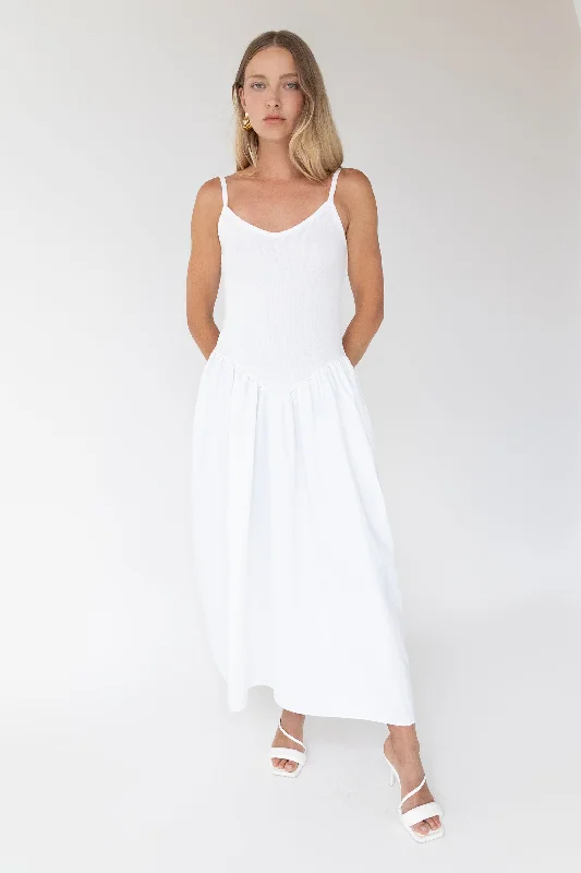 DROP WAIST MAXI DRESS Comfortable Pleated Maxi Dress