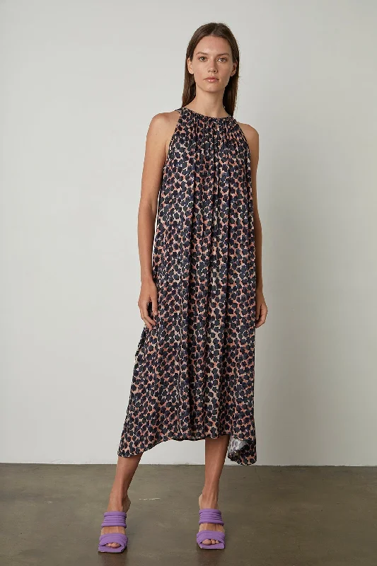 EDANA PRINTED MAXI DRESS Comfortable Satin Maxi Dress