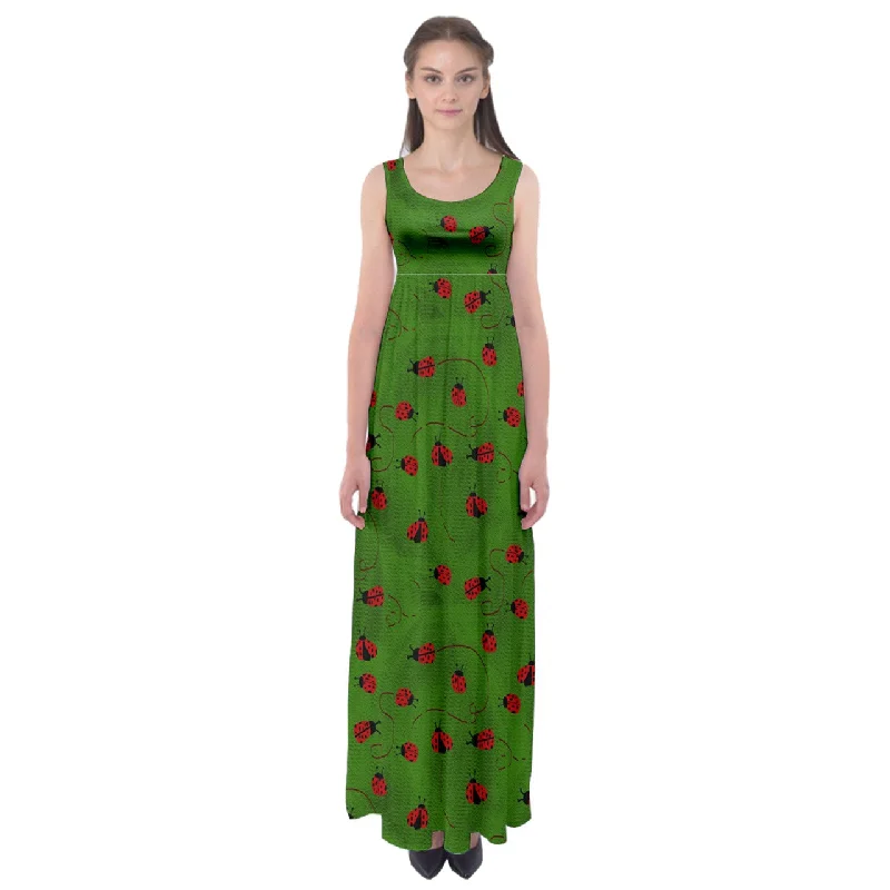 Ladybugs  Empire Waist Maxi Dress Fashionable Asymmetrical Maxi Dress