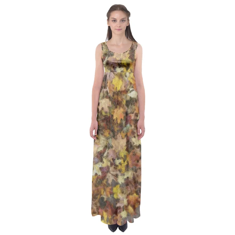 Late October Leaves Light Empire Waist Maxi Dress Stylish Pleated A-Line Maxi Dress