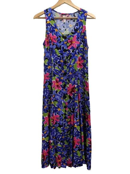 [M] 90s Floral Button-Up Maxi Dress Comfortable Maxi Dress with Sleeves