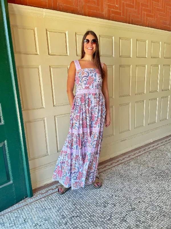 Notting Hill Maxi Dress Hibiscus Vine Stylish Button-Up Maxi Dress