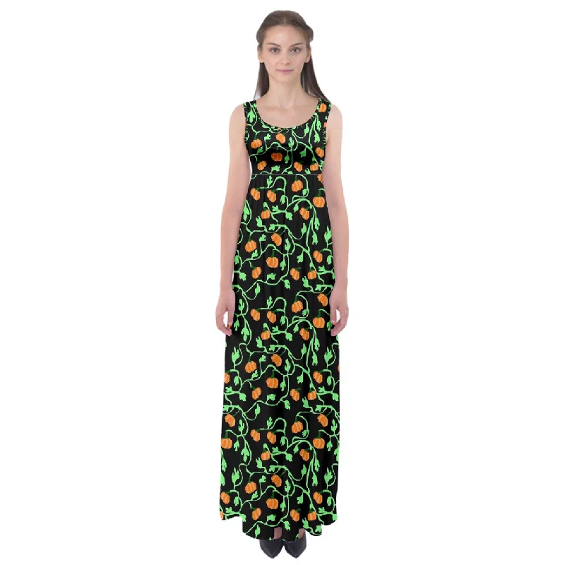 Pumpkin Vines Empire Waist Maxi Dress Comfortable Bohemian Maxi Dress