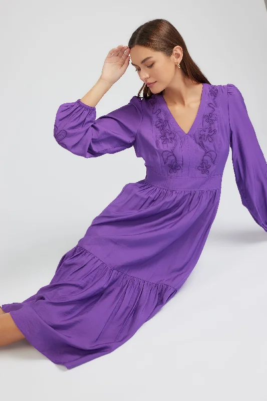 Floral Embroidered Maxi Dress Comfortable Cotton Maxi Dress