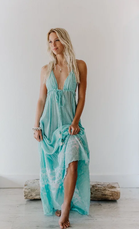 Zahara Light Teal Maxi Dress Comfortable T-Shirt Maxi Dress