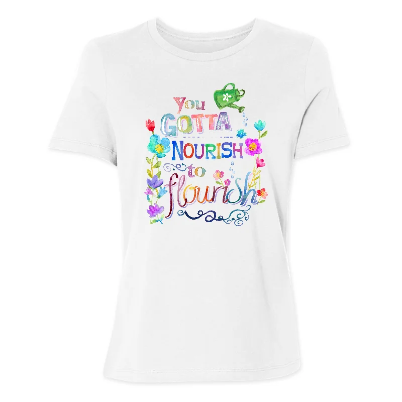 Nourish To Flourish Women's T-Shirt Collared Crew Neck Turtle Neck