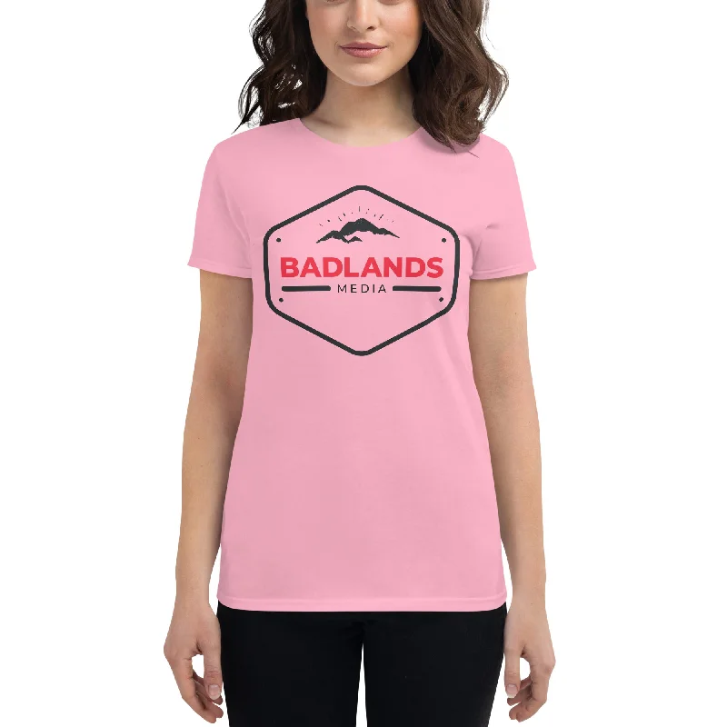 Badlands Women's Fitted Short Sleeve T-Shirt Notch Collar Peter Pan Collar Cowl Neck