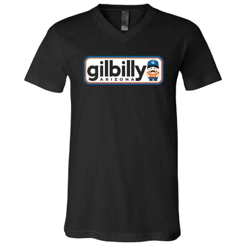 Unisex V-Neck Shirt | Gilbilly Logo | Black Asymmetrical Pockets Print