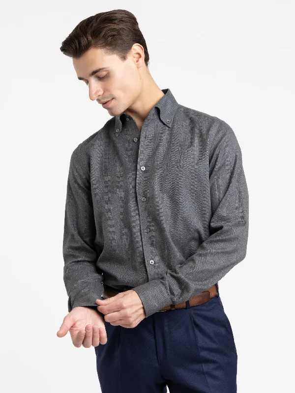 Charcoal Modern Fit Dress Shirt Collared Crew Neck Turtle Neck