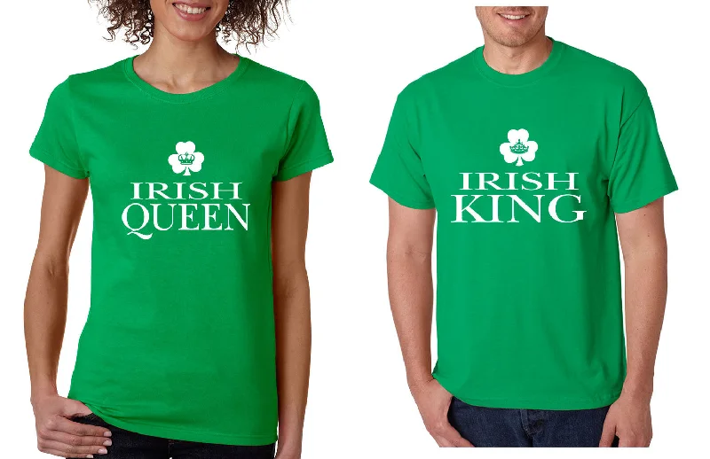 Couple T Shirt Irish Queen Irish King St Patrick's Party Shirt Set Chenille Blend Fleece Blend Nylon Blend