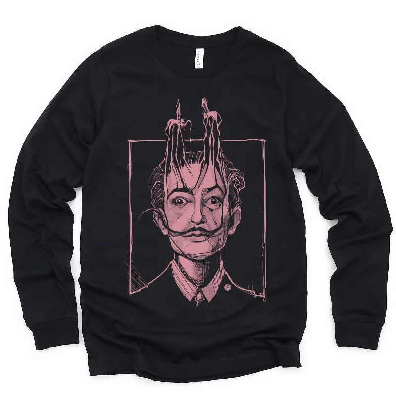 Dali's Portrait Long Sleeve T-Shirt: Surreal Tribute Oversized T-Shirt Spandex breathable