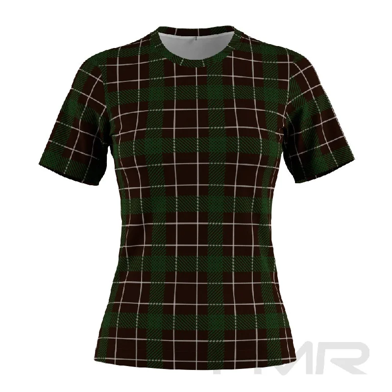 FMR Women's Green Check Performance Short Sleeve Shirt Sequined Glittery Shiny