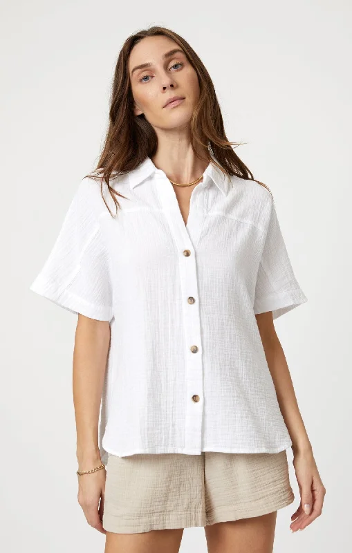 GAUZE SHORT SLEEVE SHIRT IN ANTIQUE WHITE Casual Formal Business