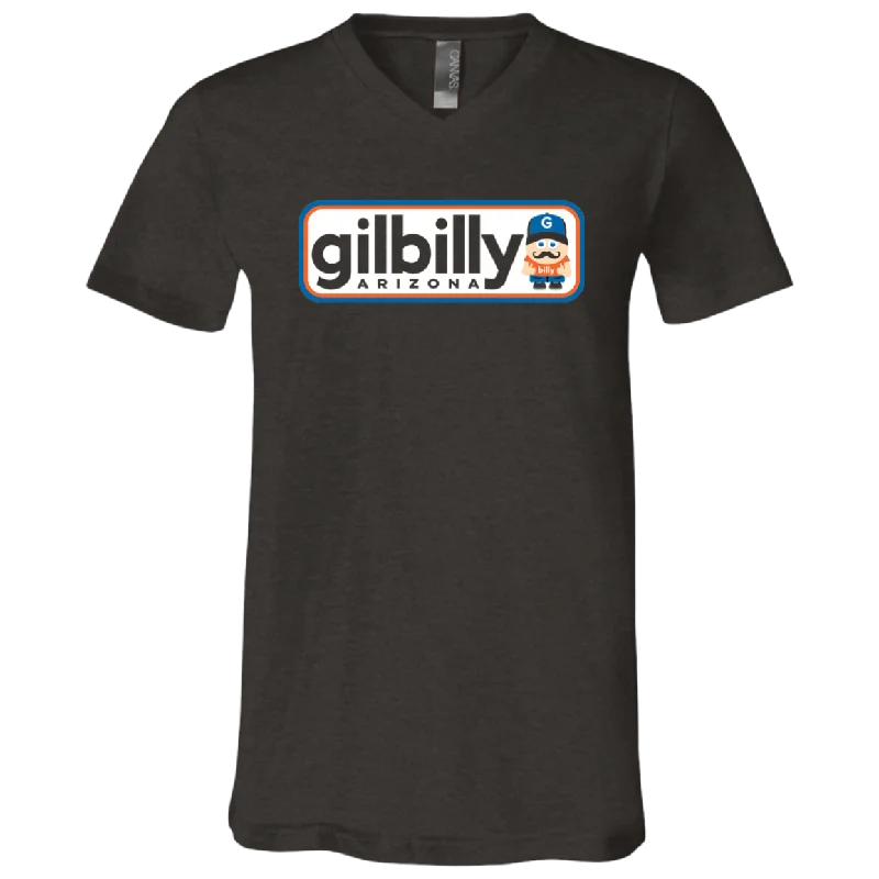 Unisex V-Neck Shirt | Gilbilly Logo | Gray Heather Cotton Fabric Linen Fabric Terry Fabric