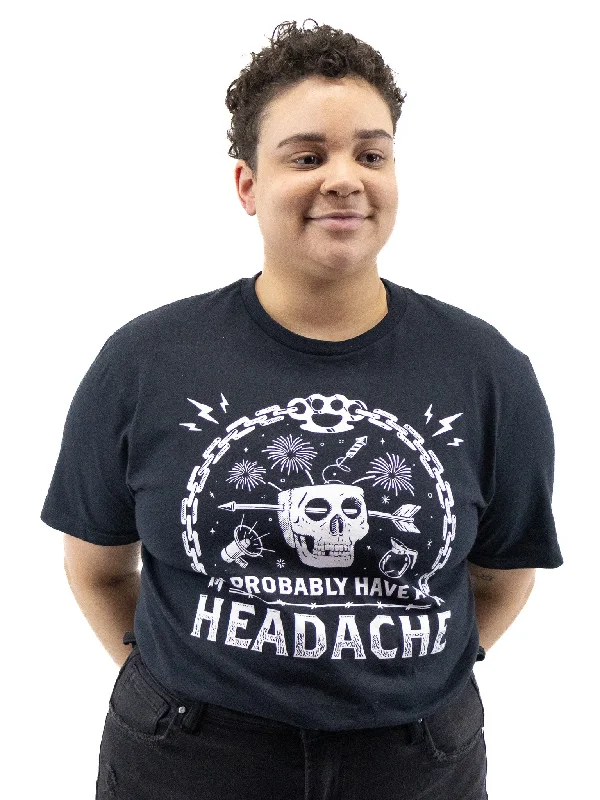 I Probably Have a Headache T-Shirt Beaded Sequined Faux Fur