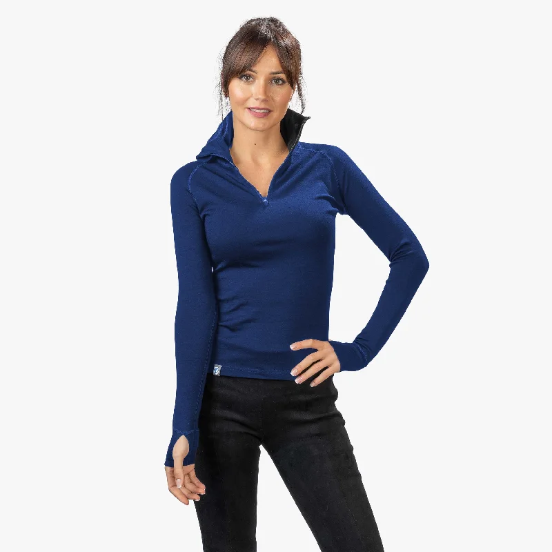 Merino Langarmshirt mit Zip Damen 230g/m2 Front Pockets Side Pockets Patch Pockets