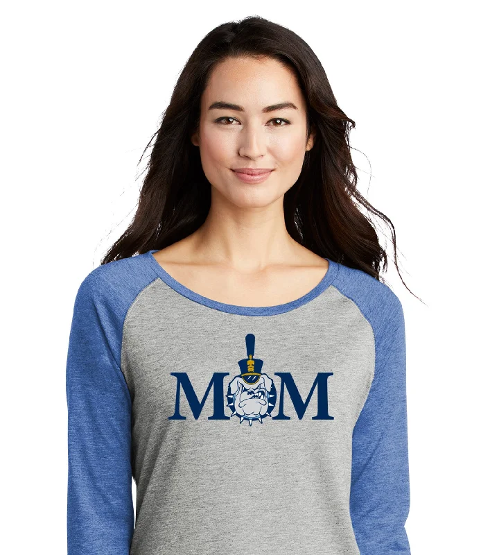 The Citadel, Mom & Spike Ladies Long Sleeve Tri-Blend Wicking Scoop Neck Raglan Tee Shirt Silk Blend Satin Velvet