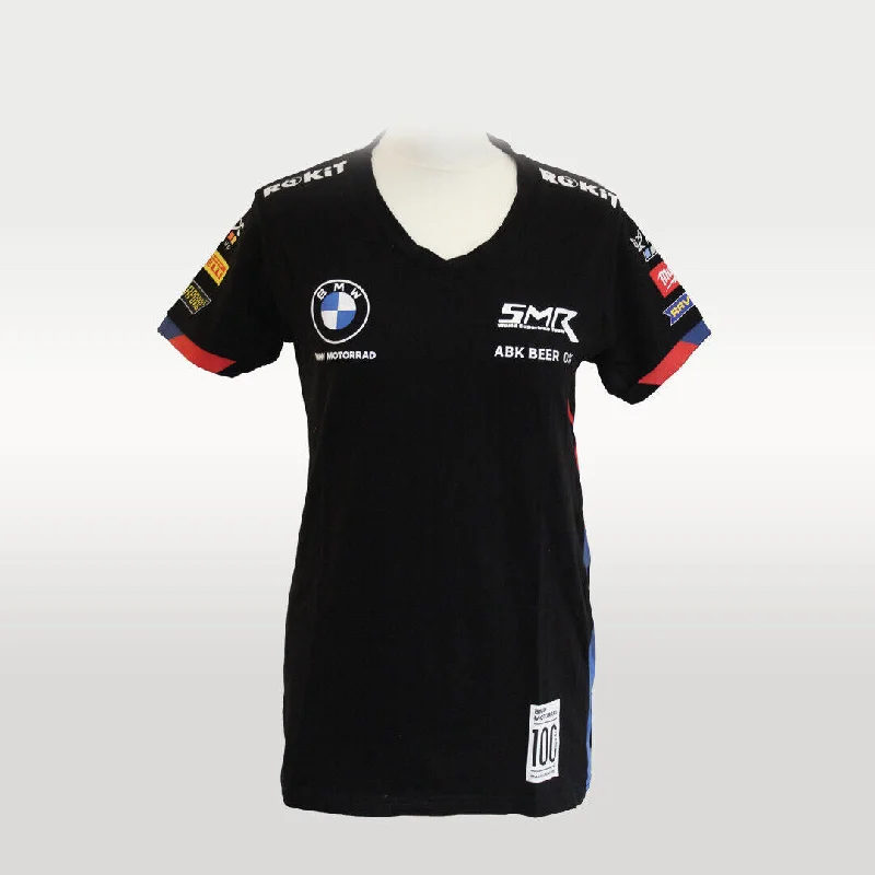 Official BMW Mottorad WSBK SMR Team Woman'S T Shirt - 23BMW- Wt Satin Fabric Silk Fabric Chiffon Fabric