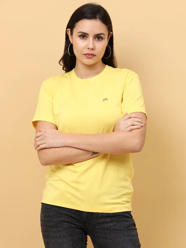 Sunshine Yellow Womens Bamboo Fabric T-Shirt Welt Pockets Slit Pockets Flap Pockets