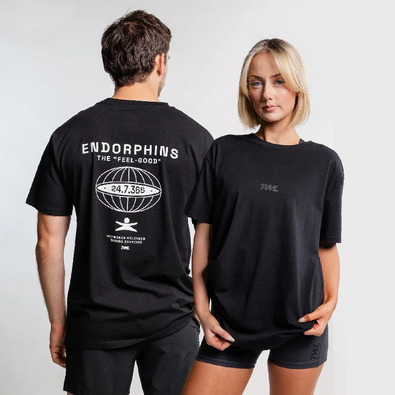 TWL - OVERSIZED T-SHIRT - ENDORPHINS - TRIPLE BLACK Fleece Nylon Spandex