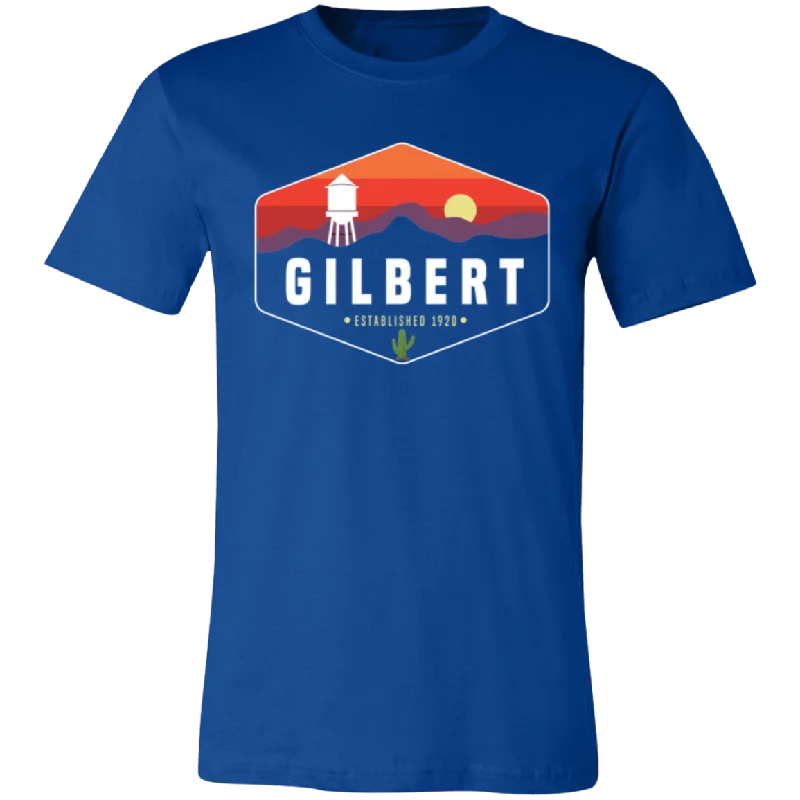 Unisex Crew Neck Shirt | Gilbert Sunset | True Royal Blue Satin Fabric Silk Fabric Chiffon Fabric