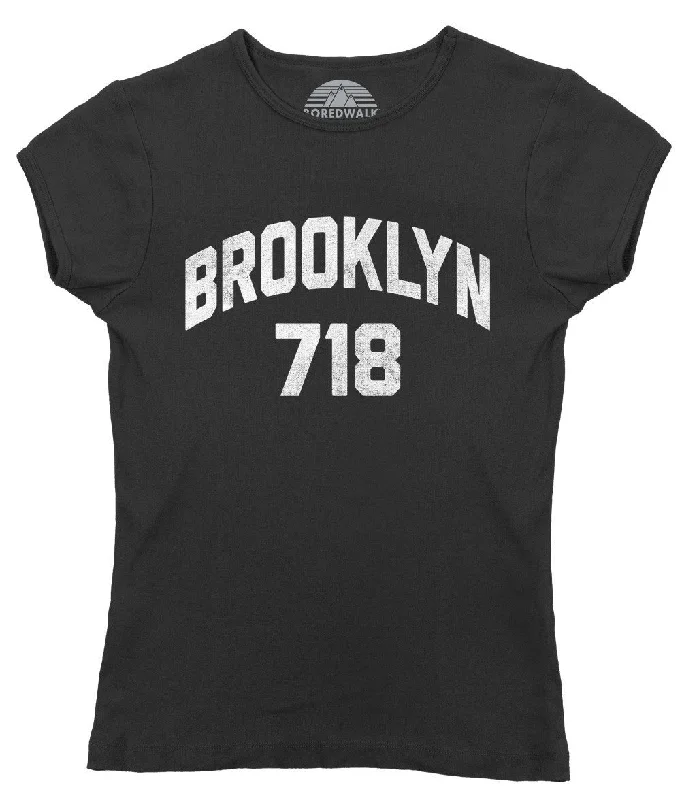 Women's Brooklyn 718 Area Code T-Shirt Elasticated Padded Insulated