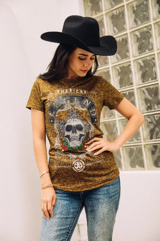 Women's Cotton American Legend Graphic Print Gold T-shirt Terry Blend Velvet Blend Canvas Blend