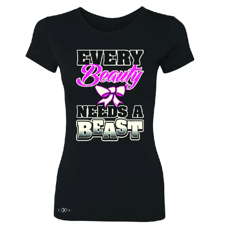 Zexpa Apparel™ Every Beauty Needs A Beast Valentines Day Women's T-shirt Couple Tee Boxy Fit Fitted Loose