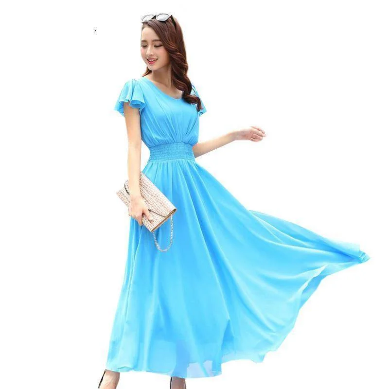 Chiffon Solid Bohemian Dress Maxi dresses V-Neck Causal (US 6-12) Elegant Floral Maxi Dress Chiffon Solid Bohemian Dress Maxi dresses V-Neck Causal (US 6-12) Elegant Floral Maxi Dress