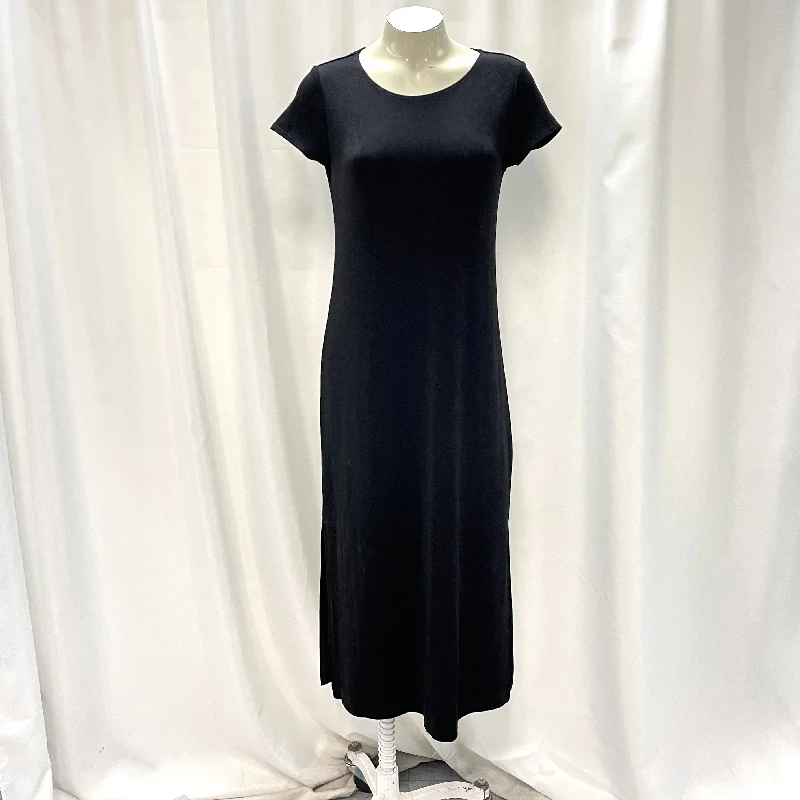 NWT Chico's Women's Sz 0P/SP Black Travelers Classic Short Sleeve Maxi Dress Fashionable Open-Back Maxi Dress NWT Chico's Women's Sz 0P/SP Black Travelers Classic Short Sleeve Maxi Dress Fashionable Open-Back Maxi Dress