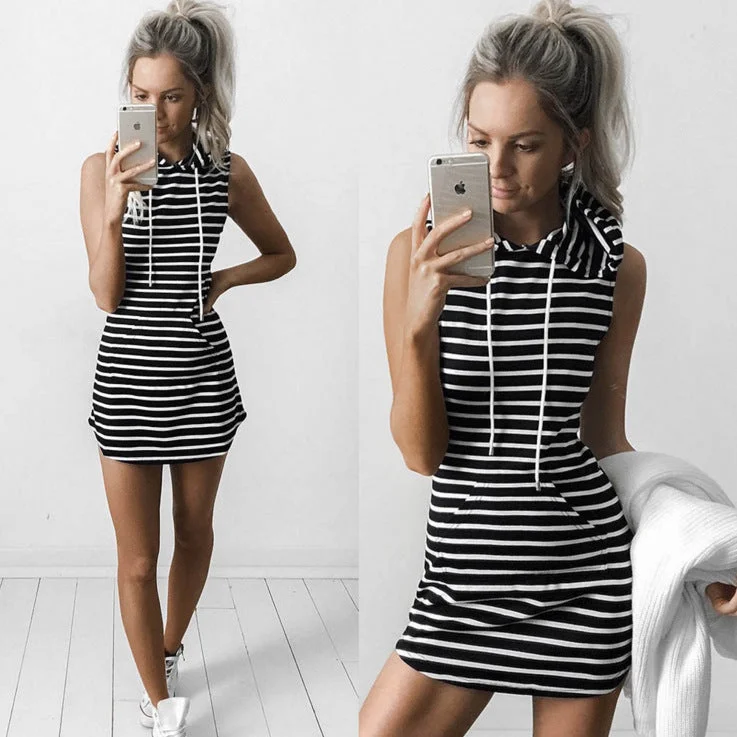 2018 Hot Lady's Mini Dress Selling Women Sexy Spring Summer Evening Party Casual Sleeveless Dresses Casual Mini Dress with Pockets