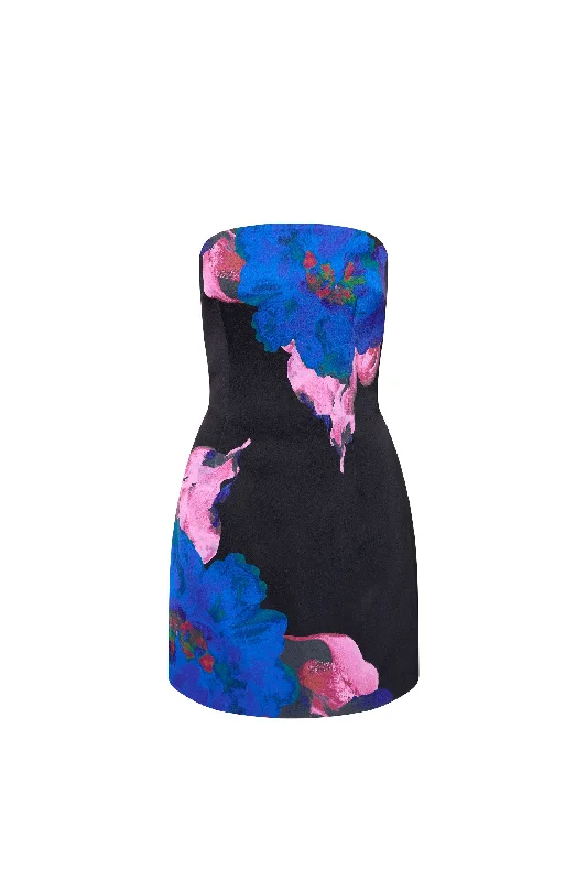 Acid Bloom Strapless Mini Dress Fashionable Party Mini Dress